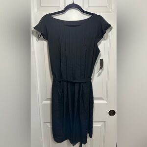 Mossimo Black Pleated Flutter Sleeve Dress